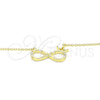 Sterling Silver Pendant Necklace, Infinite and Crown Design, with White Cubic Zirconia, Polished, Golden Finish, 04.336.0018.2.16 (01 MM Thickness, 16 Inches Length)