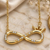 Sterling Silver Pendant Necklace, Infinite and Crown Design, with White Cubic Zirconia, Polished, Golden Finish, 04.336.0018.2.16 (01 MM Thickness, 16 Inches Length)