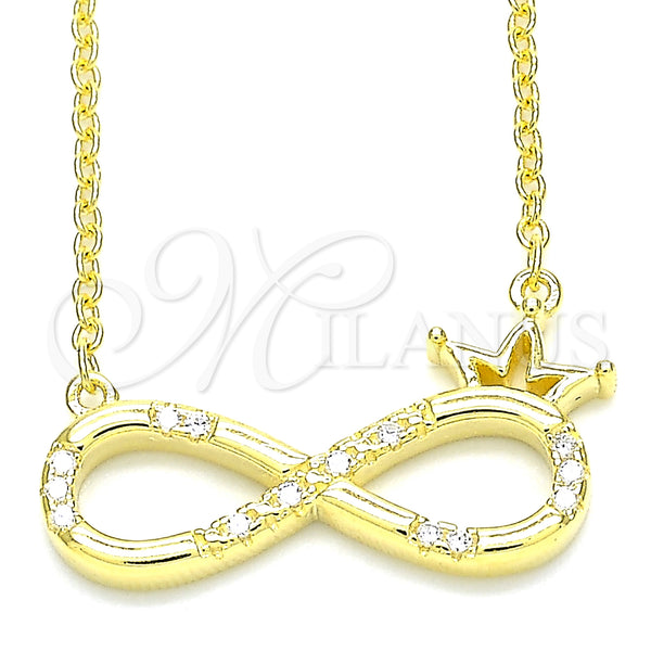 Sterling Silver Necklace — Pendant Necklace Infinite and Crown Design with White — main product view — SKU 130905 | Plata 925 collar — Pendant Necklace Infinite and Crown diseño with blanco — SKU 130905