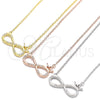 Sterling Silver Pendant Necklace, Infinite and Crown Design, with White Cubic Zirconia, Polished, Golden Finish, 04.336.0018.2.16 (01 MM Thickness, 16 Inches Length)