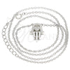 Sterling Silver Pendant Necklace, Hand of God and Heart Design, with White Cubic Zirconia, Polished, Rhodium Finish, 04.336.0213.16 (01 MM Thickness, 16 Inches Length)