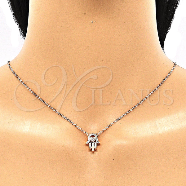 Sterling Silver Necklace — Pendant Necklace Hand of God and Heart Design — alternate product view — SKU 130911 | Plata 925 collar — Pendant Necklace Hand of God and corazón diseño — SKU 130911