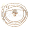 Sterling Silver Pendant Necklace, Hand of God and Heart Design, with White Cubic Zirconia, Polished, Rose Gold Finish, 04.336.0213.1.16 (01 MM Thickness, 16 Inches Length)