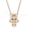 Sterling Silver Pendant Necklace, Hand of God and Heart Design, with White Cubic Zirconia, Polished, Rose Gold Finish, 04.336.0213.1.16 (01 MM Thickness, 16 Inches Length)