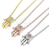 Sterling Silver Pendant Necklace, Hand of God and Heart Design, with White Cubic Zirconia, Polished, Rose Gold Finish, 04.336.0213.1.16 (01 MM Thickness, 16 Inches Length)