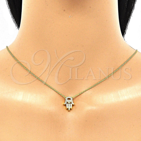 Sterling Silver Necklace — Pendant Necklace Hand of God and Heart Design — alternate product view — SKU 130912 | Plata 925 collar — Pendant Necklace Hand of God and corazón diseño — SKU 130912