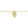 Sterling Silver Pendant Necklace, Hand of God and Heart Design, with White Cubic Zirconia, Polished, Golden Finish, 04.336.0213.2.16 (01 MM Thickness, 16 Inches Length)