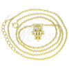 Sterling Silver Pendant Necklace, Hand of God and Heart Design, with White Cubic Zirconia, Polished, Golden Finish, 04.336.0213.2.16 (01 MM Thickness, 16 Inches Length)