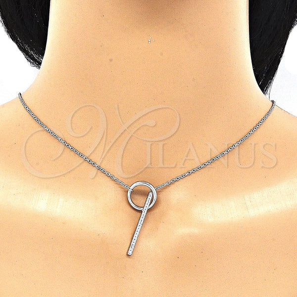 Sterling Silver Necklace — Pendant Necklace with White Cubic Zirconia Polished 04. — alternate product view — SKU 130913 | Plata 925 collar — Pendant Necklace with blanco Cubic Zirconia pulido 04. — SKU 130913