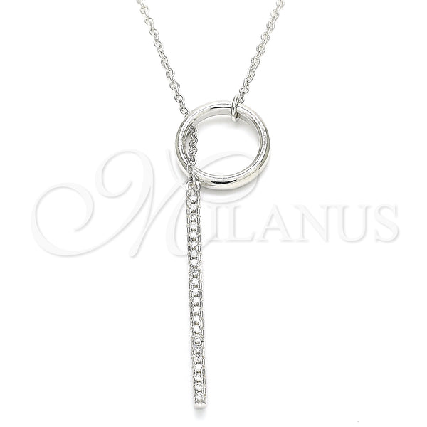Sterling Silver Necklace — Pendant Necklace with White Cubic Zirconia Polished 04. — main product view — SKU 130913 | Plata 925 collar — Pendant Necklace with blanco Cubic Zirconia pulido 04. — SKU 130913
