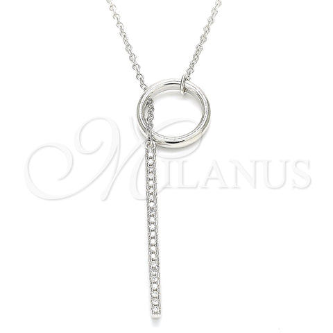 Sterling Silver Pendant Necklace, with White Cubic Zirconia, Polished, Rhodium Finish, 04.336.0214.16 (01 MM Thickness, 16 Inches Length)