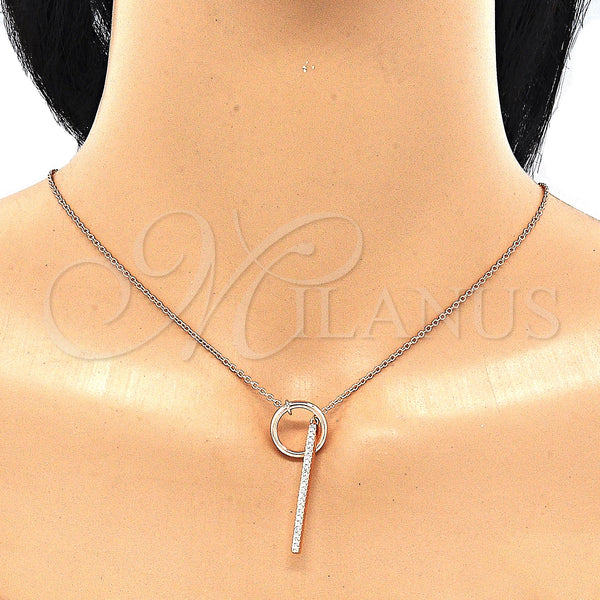 Sterling Silver Necklace — Pendant Necklace with White Cubic Zirconia Polished Rose — alternate product view — SKU 130914 | Plata 925 collar — Pendant Necklace with blanco Cubic Zirconia pulido Rose — SKU 130914