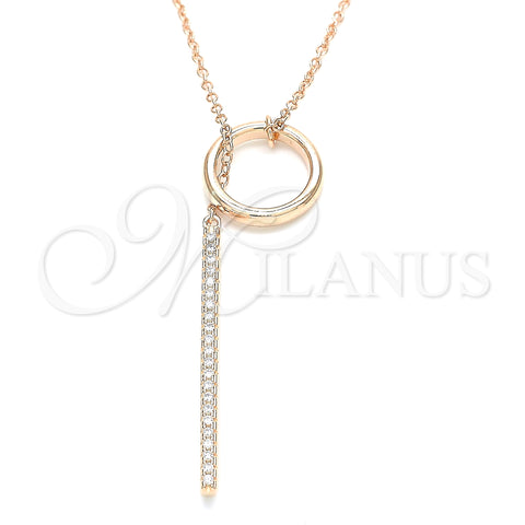 Sterling Silver Pendant Necklace, with White Cubic Zirconia, Polished, Rose Gold Finish, 04.336.0214.1.16 (01 MM Thickness, 16 Inches Length)
