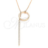 Sterling Silver Pendant Necklace, with White Cubic Zirconia, Polished, Rose Gold Finish, 04.336.0214.1.16 (01 MM Thickness, 16 Inches Length)