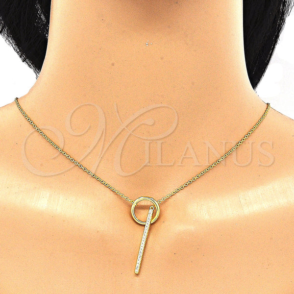 Sterling Silver Necklace — Pendant Necklace with White Cubic Zirconia Polished 04. — alternate product view — SKU 130915 | Plata 925 collar — Pendant Necklace with blanco Cubic Zirconia pulido 04. — SKU 130915