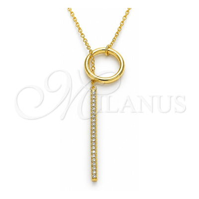 Sterling Silver Pendant Necklace, with White Cubic Zirconia, Polished, Golden Finish, 04.336.0214.2.16 (01 MM Thickness, 16 Inches Length)
