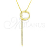 Sterling Silver Pendant Necklace, with White Cubic Zirconia, Polished, Golden Finish, 04.336.0214.2.16 (01 MM Thickness, 16 Inches Length)