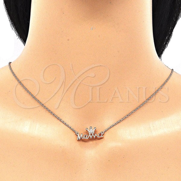 Sterling Silver Necklace — Pendant Necklace Crown Design with White Cubic Zirconia — alternate product view — SKU 130916 | Plata 925 collar — Pendant Necklace Crown diseño with blanco Cubic Zirconia — SKU 130916