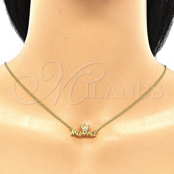 Sterling Silver Necklace — Pendant Necklace Crown Design with White Cubic Zirconia — alternate product view — SKU 130917 | Plata 925 collar — Pendant Necklace Crown diseño with blanco Cubic Zirconia — SKU 130917