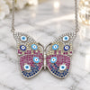 Sterling Silver Pendant Necklace, Butterfly and Evil Eye Design, with White Micro Pave, Multicolor Enamel Finish, Rhodium Finish, 04.336.0215.16 (02 MM Thickness, 16 Inches Length)
