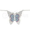 Sterling Silver Pendant Necklace, Butterfly Design, with Multicolor Micro Pave, Polished, Rhodium Finish, 04.336.0216.16 (02 MM Thickness, 16 Inches Length)