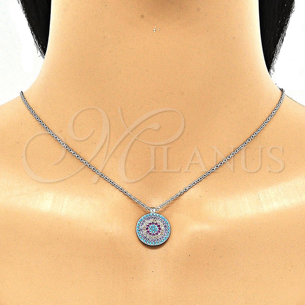Sterling Silver Necklace — Pendant Necklace with Multicolor Cubic Zirconia Polished 04. — alternate product view — SKU 130920 | Plata 925 collar — Pendant Necklace with Multicolor Cubic Zirconia pulido 04. — SKU 130920