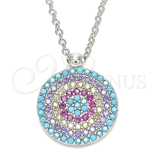 Sterling Silver Necklace — Pendant Necklace with Multicolor Cubic Zirconia Polished 04. — main product view — SKU 130920 | Plata 925 collar — Pendant Necklace with Multicolor Cubic Zirconia pulido 04. — SKU 130920