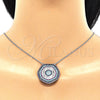 Sterling Silver Pendant Necklace, with White Cubic Zirconia and Multicolor Micro Pave, Polished, Rhodium Finish, 04.336.0218.16 (01 MM Thickness, 16 Inches Length)