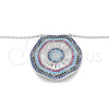 Sterling Silver Pendant Necklace, with White Cubic Zirconia and Multicolor Micro Pave, Polished, Rhodium Finish, 04.336.0218.16 (01 MM Thickness, 16 Inches Length)