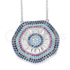 Sterling Silver Pendant Necklace, with White Cubic Zirconia and Multicolor Micro Pave, Polished, Rhodium Finish, 04.336.0218.16 (01 MM Thickness, 16 Inches Length)