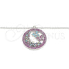 Sterling Silver Pendant Necklace, Butterfly Design, with Multicolor Cubic Zirconia and Multicolor Micro Pave, Polished, Rhodium Finish, 04.336.0219.16
