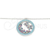 Sterling Silver Pendant Necklace, Butterfly Design, with Aqua Blue Cubic Zirconia and Multicolor Micro Pave, Polished, Rhodium Finish, 04.336.0219.1.16