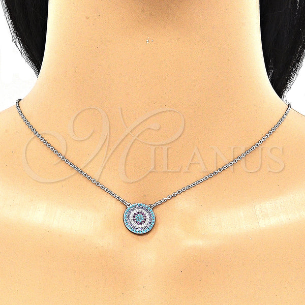Sterling Silver Necklace — Pendant Necklace with Multicolor Cubic Zirconia Polished 04. — alternate product view — SKU 130925 | Plata 925 collar — Pendant Necklace with Multicolor Cubic Zirconia pulido 04. — SKU 130925