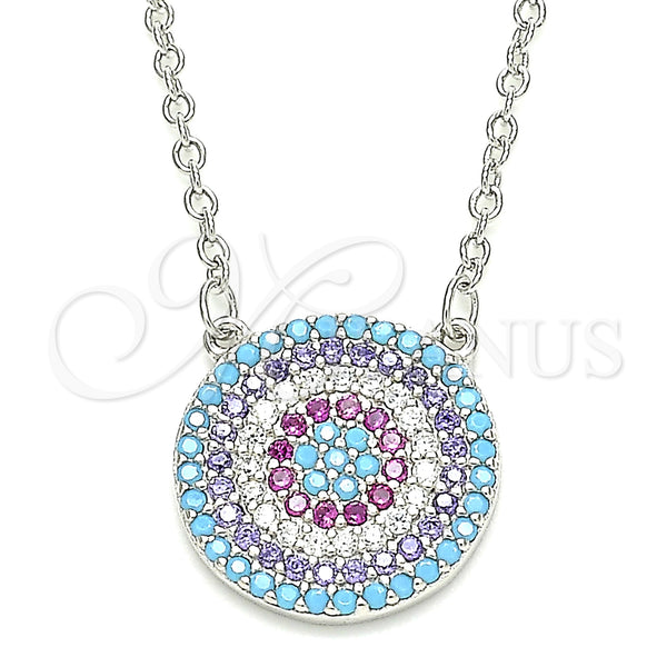 Sterling Silver Necklace — Pendant Necklace with Multicolor Cubic Zirconia Polished 04. — main product view — SKU 130925 | Plata 925 collar — Pendant Necklace with Multicolor Cubic Zirconia pulido 04. — SKU 130925