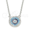 Sterling Silver Pendant Necklace, with Multicolor Micro Pave, Polished, Rhodium Finish, 04.336.0221.16