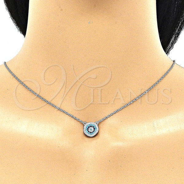 Sterling Silver Necklace — Pendant Necklace with Multicolor Micro Pave Polished 04. — alternate product view — SKU 130926 | Plata 925 collar — Pendant Necklace with Multicolor Micro Pave pulido 04. — SKU 130926