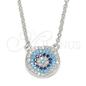Sterling Silver Necklace — Pendant Necklace with Multicolor Micro Pave Polished 04. — main product view — SKU 130926 | Plata 925 collar — Pendant Necklace with Multicolor Micro Pave pulido 04. — SKU 130926