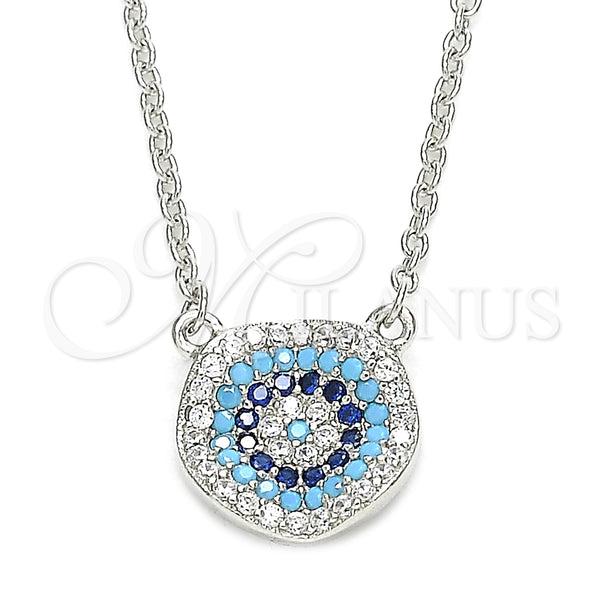Sterling Silver Necklace — Pendant Necklace with Multicolor Micro Pave Polished 04. — main product view — SKU 130926 | Plata 925 collar — Pendant Necklace with Multicolor Micro Pave pulido 04. — SKU 130926