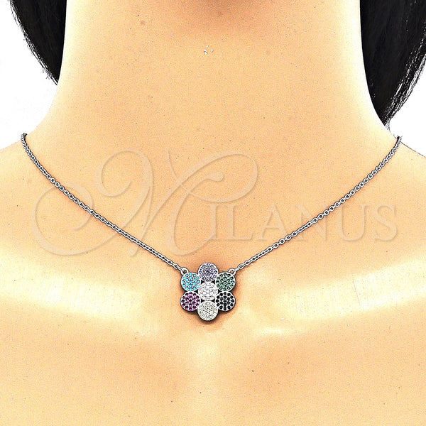 Sterling Silver Necklace — Pendant Necklace with Multicolor Cubic Zirconia Polished 04. — alternate product view — SKU 130928 | Plata 925 collar — Pendant Necklace with Multicolor Cubic Zirconia pulido 04. — SKU 130928