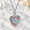 Sterling Silver Pendant Necklace, Heart Design, with Multicolor Cubic Zirconia, Polished, Rhodium Finish, 04.336.0225.16 (01 MM Thickness, 16 Inches Length)