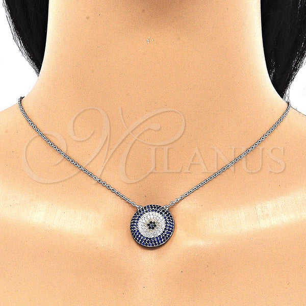 Sterling Silver Necklace — Pendant Necklace with Multicolor Micro Pave Polished 04. — alternate product view — SKU 130931 | Plata 925 collar — Pendant Necklace with Multicolor Micro Pave pulido 04. — SKU 130931