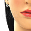 Sterling Silver Stud Earring, Flower Design, with Green and White Cubic Zirconia, Polished, Rhodium Finish, 02.371.0003.1