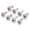 Sterling Silver Stud Earring, Flower Design, with Green and White Cubic Zirconia, Polished, Rhodium Finish, 02.371.0003.1