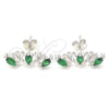 Sterling Silver Stud Earring, with Green Cubic Zirconia, Polished, Rhodium Finish, 02.371.0007.1
