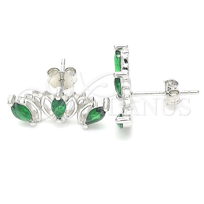 Sterling Silver Stud Earring, with Green Cubic Zirconia, Polished, Rhodium Finish, 02.371.0007.1 for wholesale, main product view