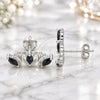 Sterling Silver Stud Earring, with Black Cubic Zirconia, Polished, Rhodium Finish, 02.371.0007.2