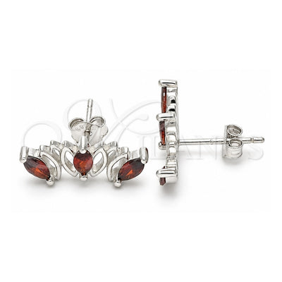 Sterling Silver Stud Earring, with Garnet Cubic Zirconia, Polished, Rhodium Finish, 02.371.0007.3
