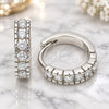 Sterling Silver Huggie Hoop, with White Cubic Zirconia, Polished, Rhodium Finish, 02.332.0063.15