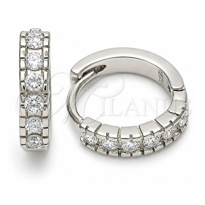 Sterling Silver Huggie Hoop, with White Cubic Zirconia, Polished, Rhodium Finish, 02.332.0063.15