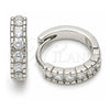Sterling Silver Huggie Hoop, with White Cubic Zirconia, Polished, Rhodium Finish, 02.332.0063.15